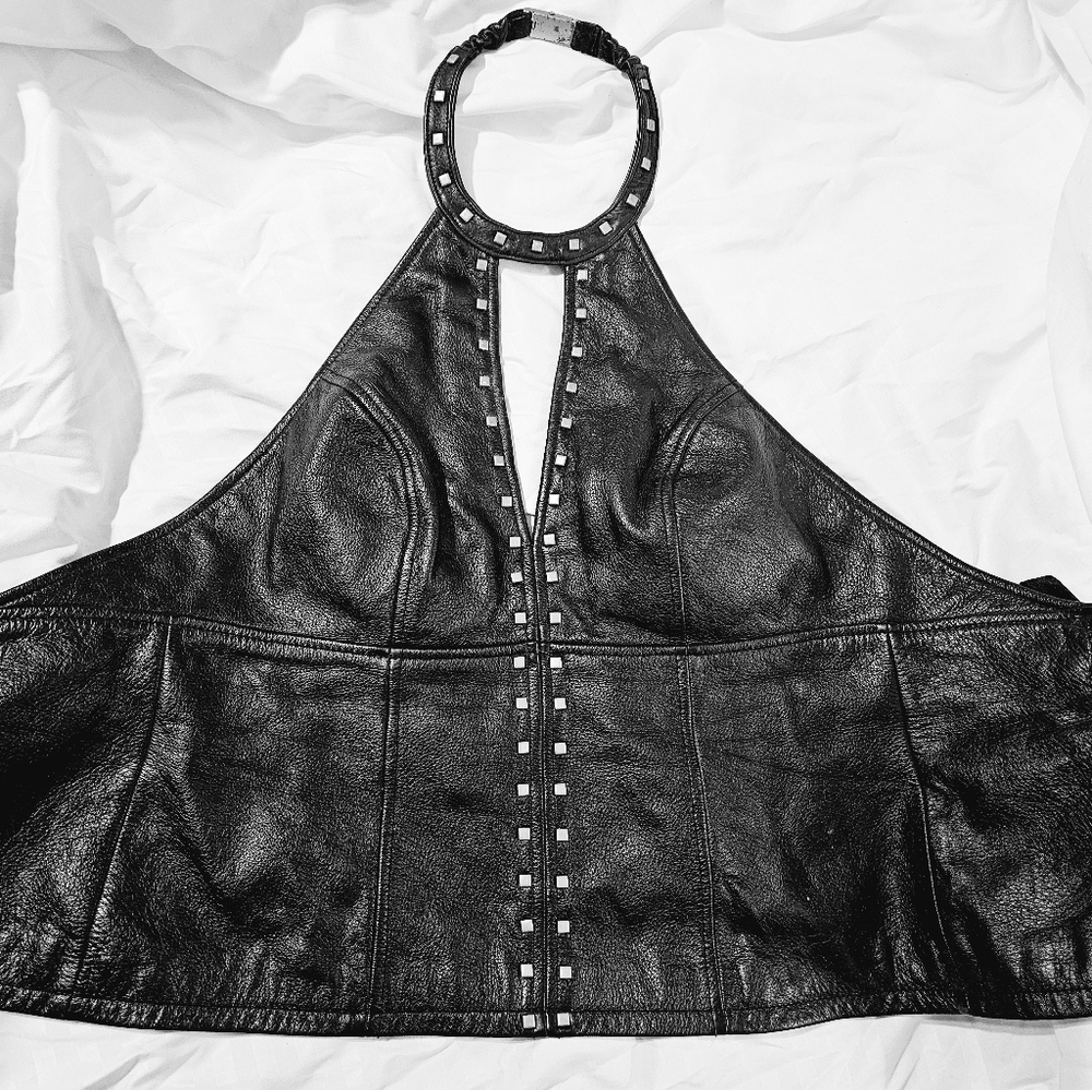 Harley Davidson leather halter top